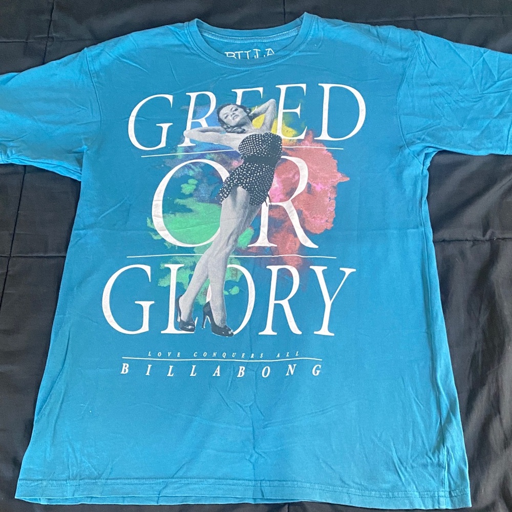 Billabong Blue Graphic Tee with Artistic Design